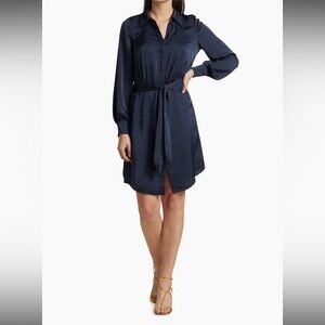 Ramy Brook Navy Ayla Tie-Front Shirtdress